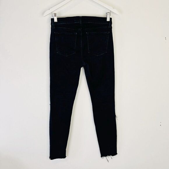 J Brand Cropped Skinny Destroyed Raw Hem Jeans in Blue Mercy - Picture 2 of 8